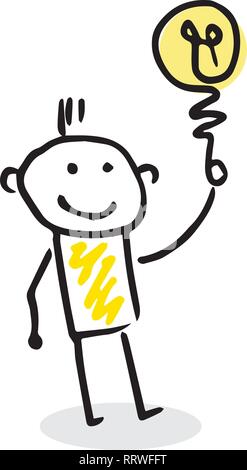 Disegno creativo di un bastone figura con grande idea. Illustrazione Vettoriale