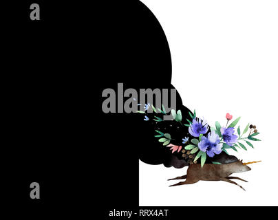 Bellissimo acquerello bouquet con unicorn isolati su sfondo bianco. Acquerello floreale bouquet per la progettazione, cartoline, insegne, emblemi, logo. Foto Stock