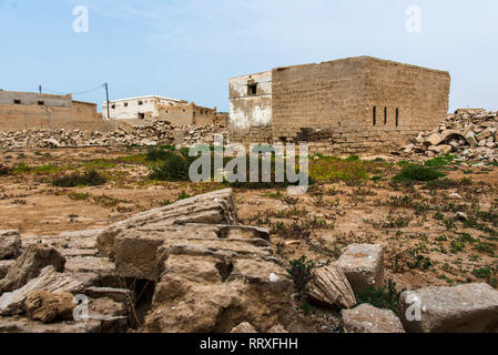 Al Jazirah Al Hamra patrimonio Villaggio vecchi ruderi negli EMIRATI ARABI UNITI Foto Stock