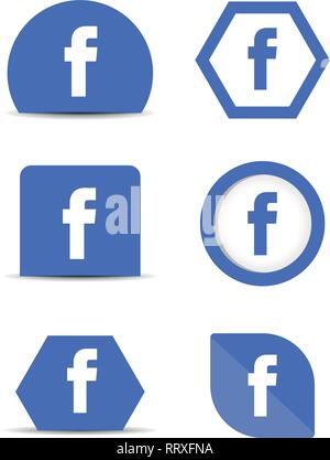 Icona di Facebook logo collection impostare i social media Vector Illustrator Illustrazione Vettoriale