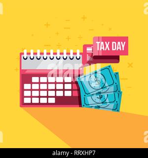 Giorno fiscali con il calendario e impostare le icone illustrazione vettoriale design Illustrazione Vettoriale