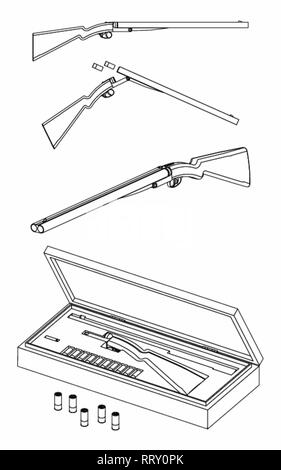 12 gauge shotgun solo contorno Illustrazione Vettoriale