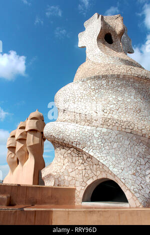 Il Gardian della Casa Mila (Pedrera) a Barcellona Foto Stock