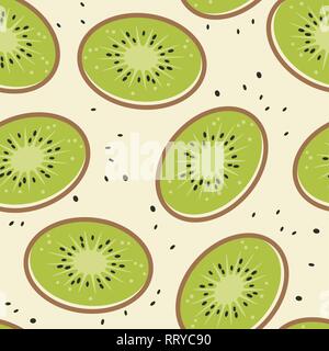 Vector kiwi perfetta configurazione di sfondo. casuali kiwi fette di frutta e kiwi semi Illustrazione Vettoriale