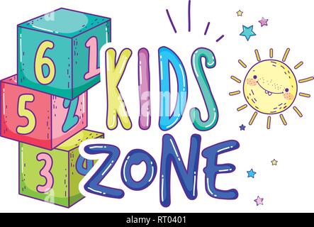 I numeri di blocchi dei giocattoli con sun kawaii Illustrazione Vettoriale