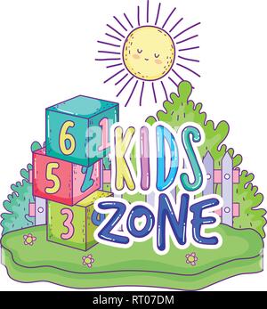 I numeri di blocchi dei giocattoli con sun kawaii Illustrazione Vettoriale