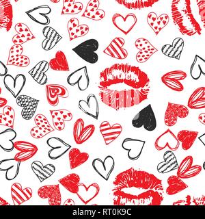 Doodle amore cuore il giorno di San Valentino senza saldatura Illustrazione Vettoriale