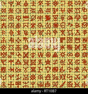 Illustrazione Vettoriale egiziano di simili ornamenti e geroglifici su sfondo Illustrazione Vettoriale