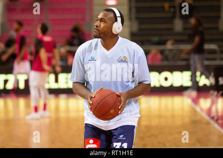 Bonn, Germania. Il 27 febbraio, 2019. Bonn, Germania, 27 febbraio 2019, Basket Bundesliga, BBL, cesti di Telekom Bonn vs. Eisbaeren Bremerhaven: Malmaison Turner (Bremerhaven). Credito: Juergen schwarz/Alamy Live News Foto Stock