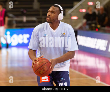 Bonn, Germania. Il 27 febbraio, 2019. Bonn, Germania, 27 febbraio 2019, Basket Bundesliga, BBL, cesti di Telekom Bonn vs. Eisbaeren Bremerhaven: Malmaison Turner (Bremerhaven). Credito: Juergen schwarz/Alamy Live News Foto Stock