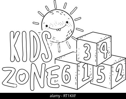 I numeri di blocchi dei giocattoli con sun kawaii Illustrazione Vettoriale