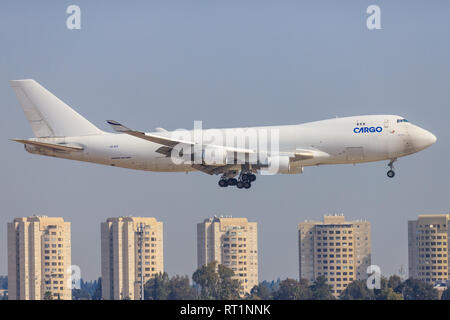 TEL AVIV, Israele - 24 Febbraio 2019: Boeing 747 di El-al in Ben-Gurion international airport. Foto Stock