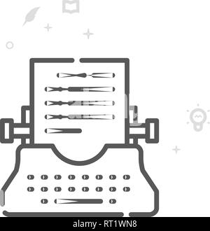 Nastri inchiostratori per macchine da scrivere il vettore Icona linea, simbolo pittogramma, segno. Luce geometrica astratta sfondo. Corsa modificabile Illustrazione Vettoriale