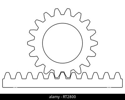Illustrazione della cremagliera pignone della trasmissione di cambio marcia Illustrazione Vettoriale