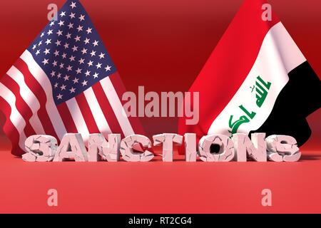 Western sanzioni americane contro l'Iraq. 3D'illustrazione. Foto Stock