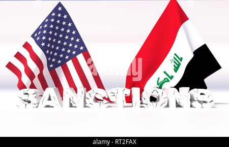 Western sanzioni americane contro l'Iraq. 3D'illustrazione. Foto Stock