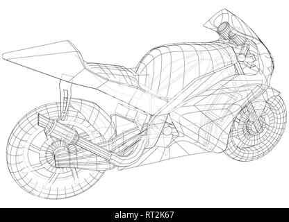 Sport motociclistico filo tecnico-telaio. Illustrazione Vettoriale. Illustrazione di tastatura di 3d Illustrazione Vettoriale