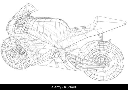 Sport motociclistico filo tecnico-telaio. Illustrazione Vettoriale. Illustrazione di tastatura di 3d Illustrazione Vettoriale