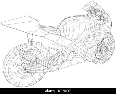 Blueprint sport bike. EPS10 formato. Vettore creati di 3d Illustrazione Vettoriale