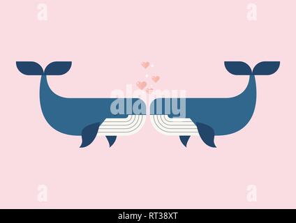 Giovane balene nell'amore. Illustrazione Vettoriale Illustrazione Vettoriale