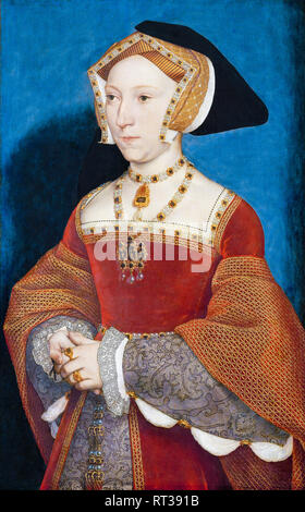 Ritratto di Jane Seymour, (1509-1537), Regina d'Inghilterra, dipinto rinascimentale di Hans Holbein il giovane, 1536 Foto Stock