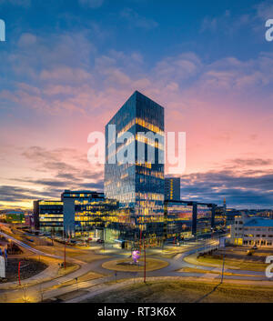 Il grattacielo Hofdatun, Reykjavik, Islanda Foto Stock