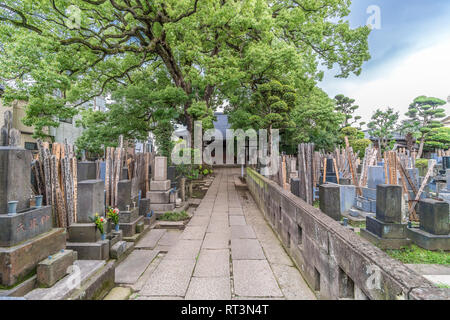 Taito Ward, Tokyo, Giappone - 18 agosto 2017: Daioji Tempio e cimitero. Setta Nichiren del tempio buddista. Situato nel quartiere di Yanaka Foto Stock
