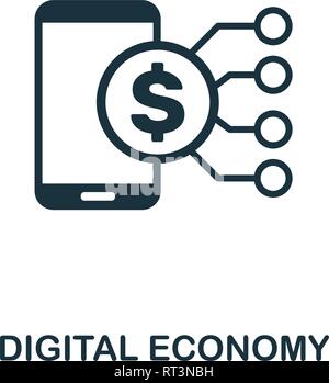 Economia digitale e la relativa icona. Elemento creativo design dalla tecnologia di fintech raccolta di icone. Pixel perfetto economia digitale icona per web design, applicazioni Illustrazione Vettoriale