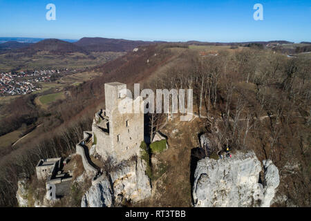 Castello vicino Neidlingen - Rovine di Reussenstein , Svevo, Germania Foto Stock