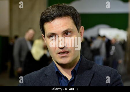 Kiev, Ucraina. 26 Febbraio, 2019. Direttore ucraino Ahmet Seytablayev durante il forum "fantastiche storie di Crimea' dedicato al quinto anniversario dell'occupazione militare della Crimea da parte della Russia. Credito: Aleksandr Gusev/Pacific Press/Alamy Live News Foto Stock