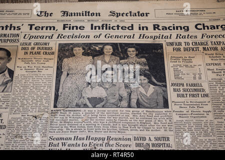Hamilton giornale pagina anteriore da 1920. Foto Stock