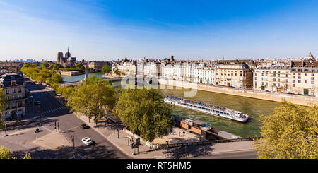 Francia, Parigi, cityscape con la Senna e la Cattedrale di Notre Dame Foto Stock