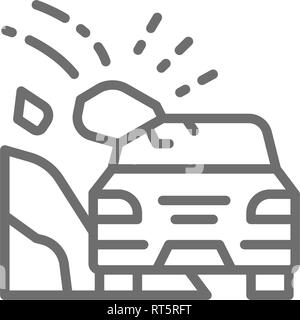 Frane, incidente sull'autostrada, pietre crollato in linea auto icona. Illustrazione Vettoriale
