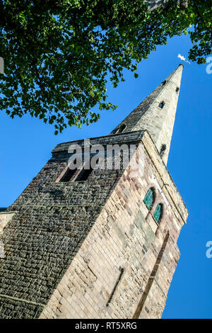 Campanile, la chiesa di San Lorenzo, Warkworth, England, Regno Unito Foto Stock