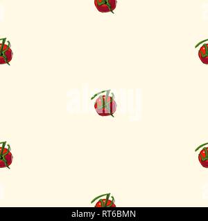 Vector seamless pattern con pomodori su uno sfondo bianco. EPS 10 Illustrazione Vettoriale