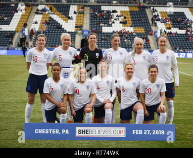 Chester, Pennsylvania, USA. Il 27 febbraio, 2019. L'Inghilterra del team foto prima della partita a Talen Energy Stadium di Chester in Pennsylvania Credito: Ricky Fitchett/ZUMA filo/Alamy Live News Foto Stock