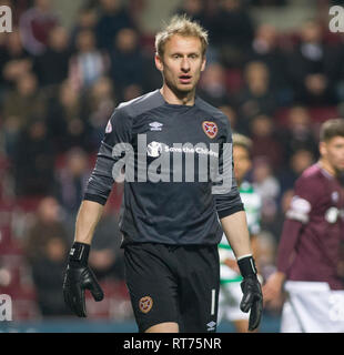Edinburgh, Regno Unito. Il 27 febbraio, 2019. Edimburgo, Scozia - 27 febbraio: Zdenek Zl?mal di cuore durante la Ladbrokes Premiership match tra i cuori e celtico a Tynecastle Park il 27 febbraio 2019 in Edinbugh, Regno Unito. ( Credito: Scottish Borders Media/Alamy Live News Foto Stock