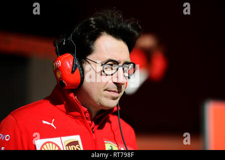 Barcellona, Spagna. Il 28 febbraio, 2019. Formula Uno test pre stagionali , giorno sette , Mattia Binotto - Ingegnere e team principal della scuderia Ferrari al pit lane durante il periodo della Formula Uno Giorni di prova Credito: Pablo Guillen/Alamy Live News Foto Stock