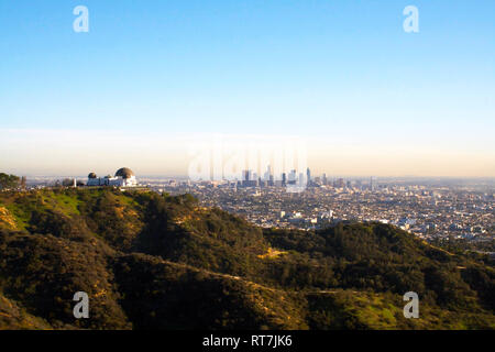 Vista di Los Angeles dal Griffith Park, California Foto Stock