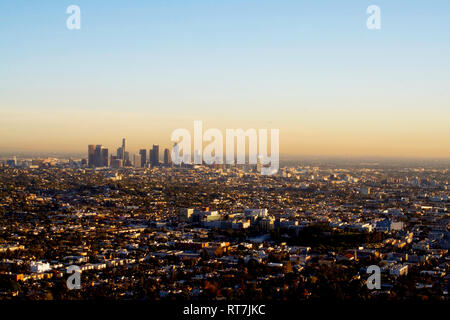 Vista di Los Angeles dal Griffith Park, California Foto Stock