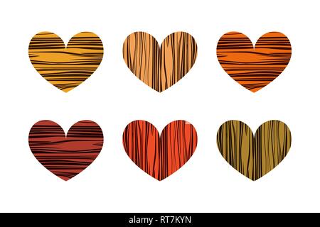 Cuori a righe. Illustrazione vettoriale. Serie di icone. San Valentino. Illustrazione Vettoriale