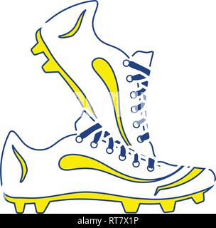 Icona di scarpe da calcio. Linea sottile design. Illustrazione Vettoriale. Illustrazione Vettoriale