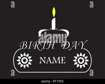 Buon compleanno Lettering Design come una torta con una candela Foto Stock