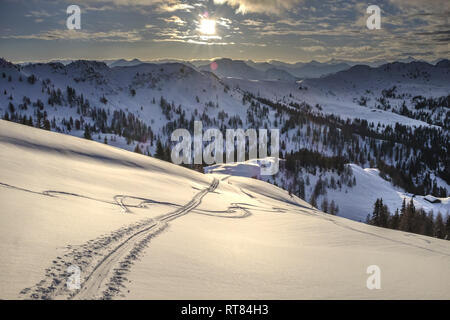 Salisburgo, Austria Membro, Kleinarl vanta, Penkkogel, strada ghiacciata Foto Stock