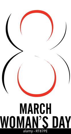 Marzo 8 Happy womans giorno lettering bigliettino. Illustrazione Vettoriale