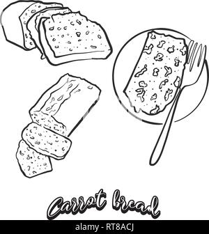 Mano bozzetto di carota pane pane. Vettore di disegno di cibo lievitato, usualmente noto in Irlanda. Illustrazione di pane serie. Illustrazione Vettoriale