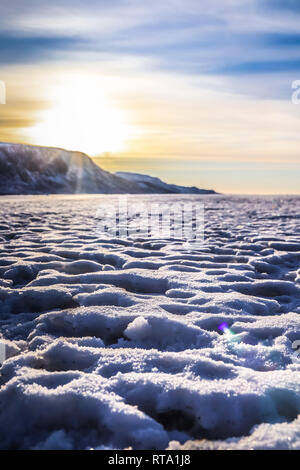 Texture di neve oltre il mare di ghiaccio Foto Stock