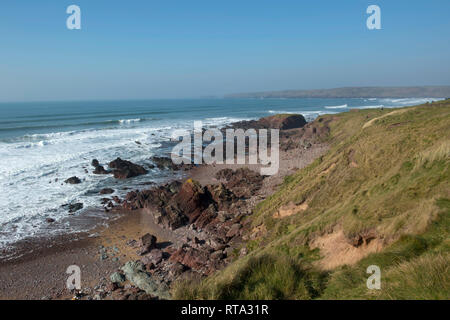 Ad ovest di acqua dolce, Pembroke all'estremità nord ad alta marea Foto Stock