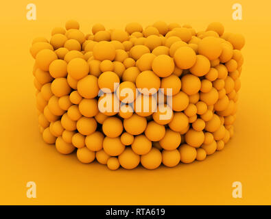 Arancio astratto palle impilate in un tubo in forma. 3d illustrazione Foto Stock