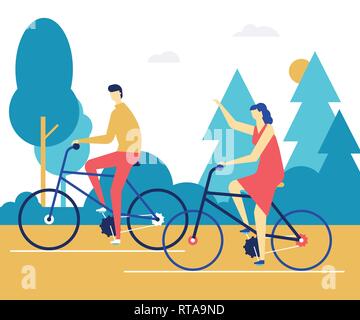 Matura in bicicletta - piatto stile design illustrazione colorata Illustrazione Vettoriale